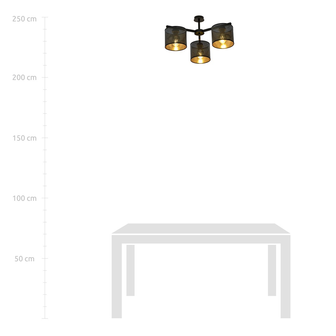 Emibig Stropna svjetiljka JORDAN 230V 15W MAX LED E27 Čelik/ Tkanina Crna