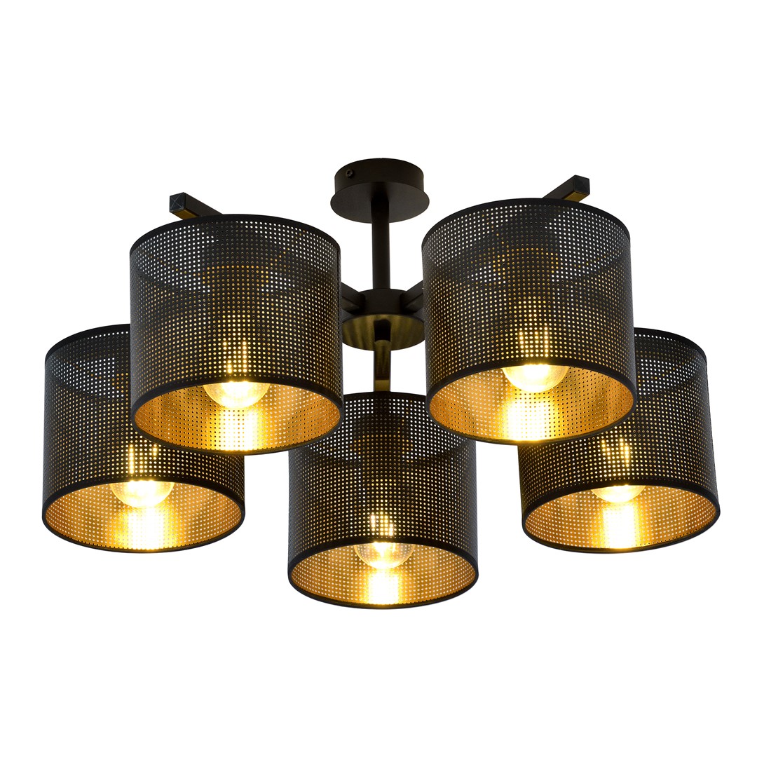 Emibig Stropna svjetiljka JORDAN 230V 15W MAX LED E27 Čelik/ Tkanina Crna