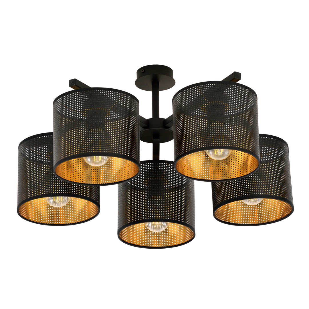 Emibig Stropna svjetiljka JORDAN 230V 15W MAX LED E27 Čelik/ Tkanina Crna