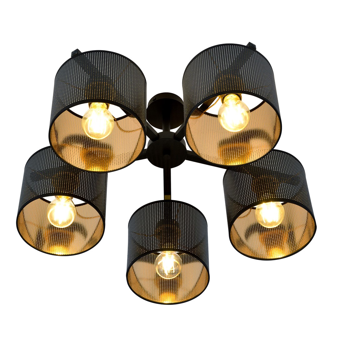 Emibig Stropna svjetiljka JORDAN 230V 15W MAX LED E27 Čelik/ Tkanina Crna