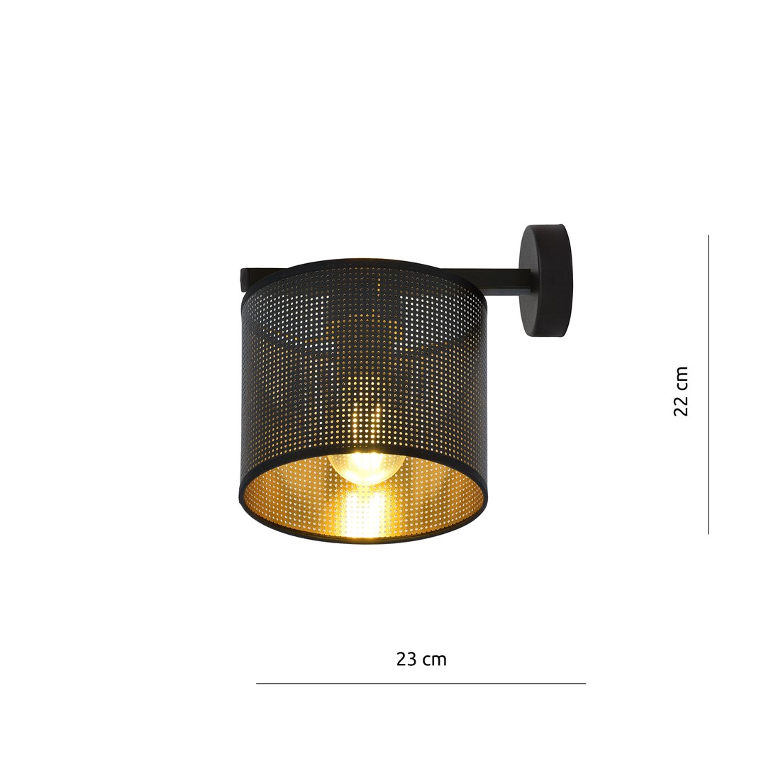 Emibig Zidna lampa JORDAN 230V 15W MAX LED E27 Čelik/ Tkanina Crna