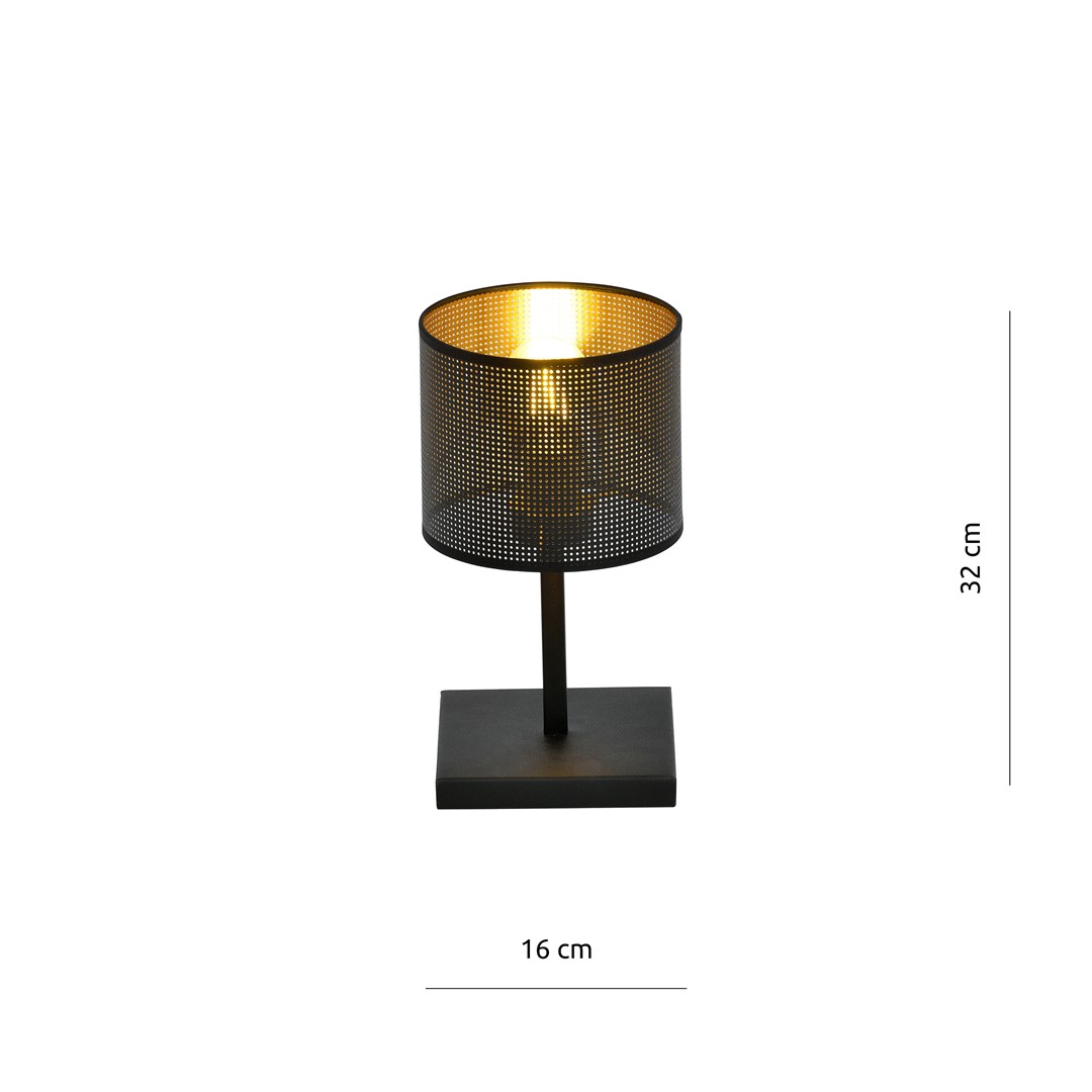 Emibig Stolna lampa JORDAN 230V 15W MAX LED E27 Čelik/ Tkanina Crna