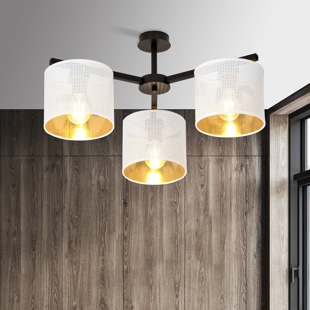 Emibig Stropna svjetiljka JORDAN 230V 15W MAX LED E27 Čelik/ Tkanina Crna