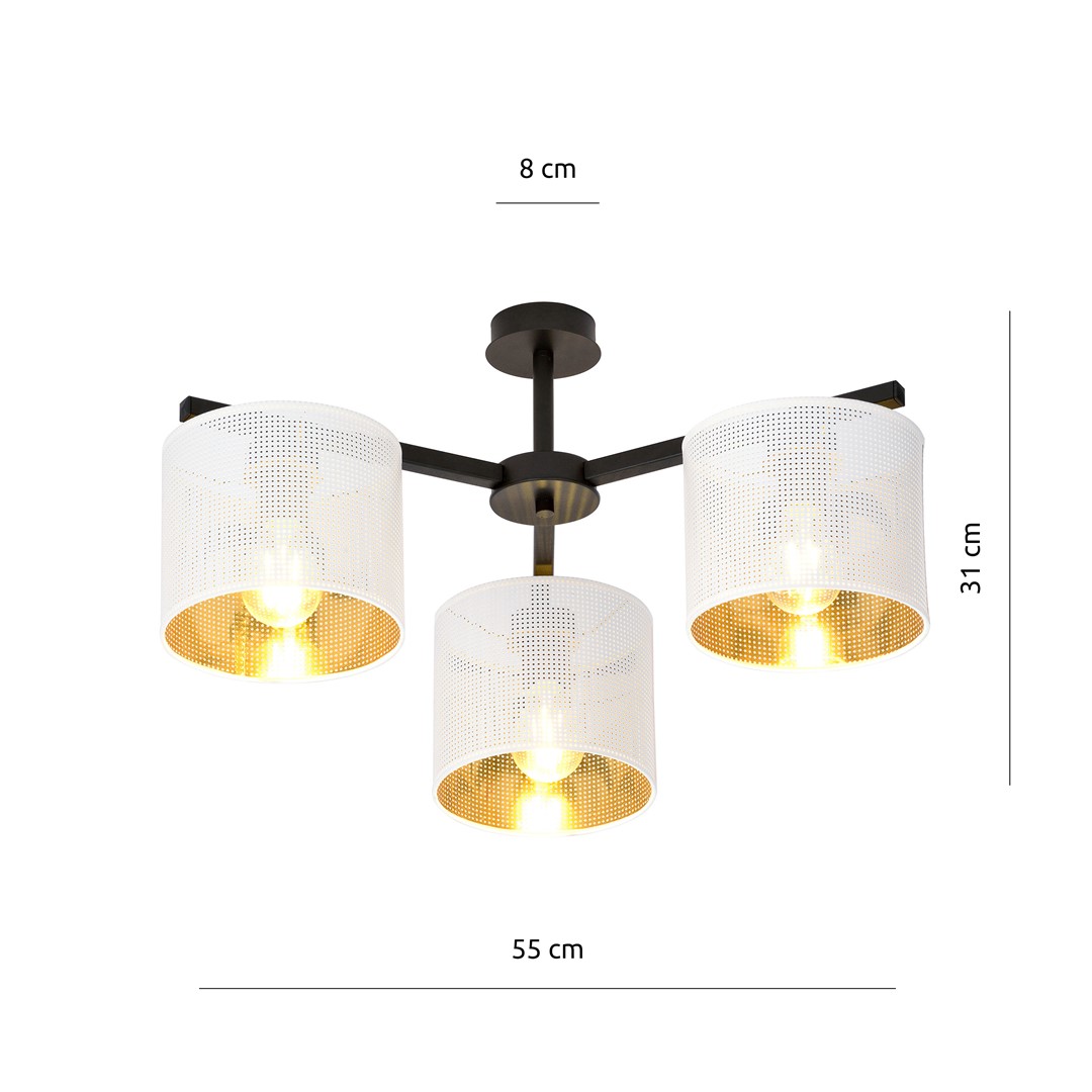 Emibig Stropna svjetiljka JORDAN 230V 15W MAX LED E27 Čelik/ Tkanina Crna
