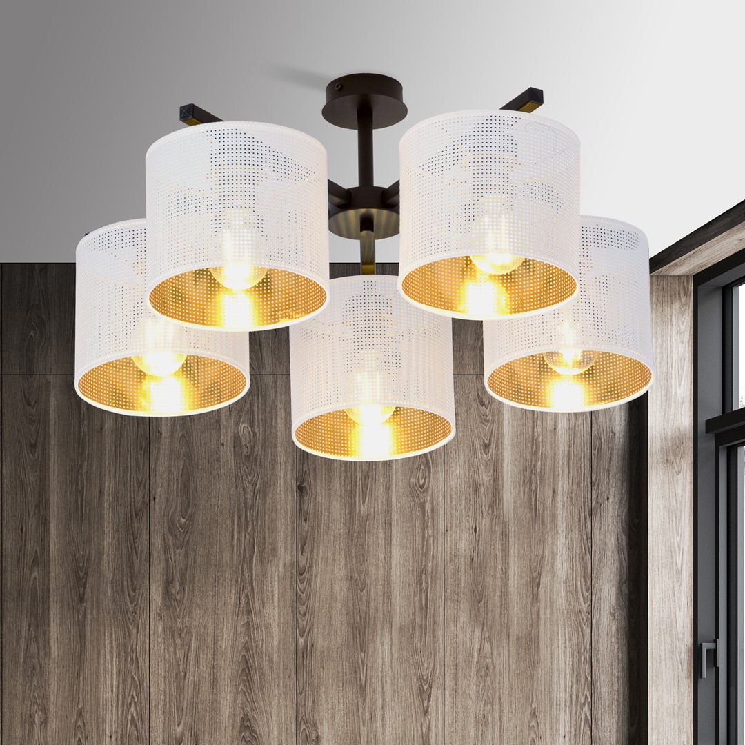 Emibig Stropna svjetiljka JORDAN 230V 15W MAX LED E27 Čelik/ Tkanina Crna