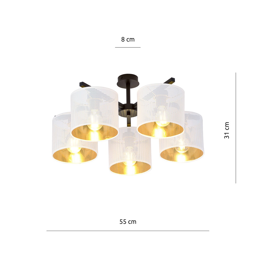 Emibig Stropna svjetiljka JORDAN 230V 15W MAX LED E27 Čelik/ Tkanina Crna