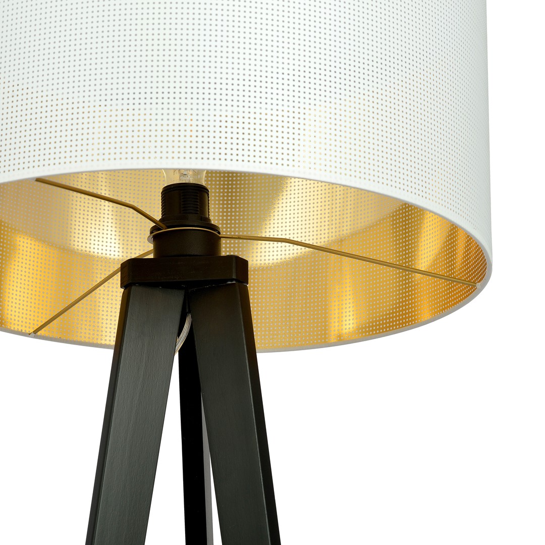 Emibig Podna lampa ASTON 230V 15W MAX LED E27 Čelik/ Tkanina Crna