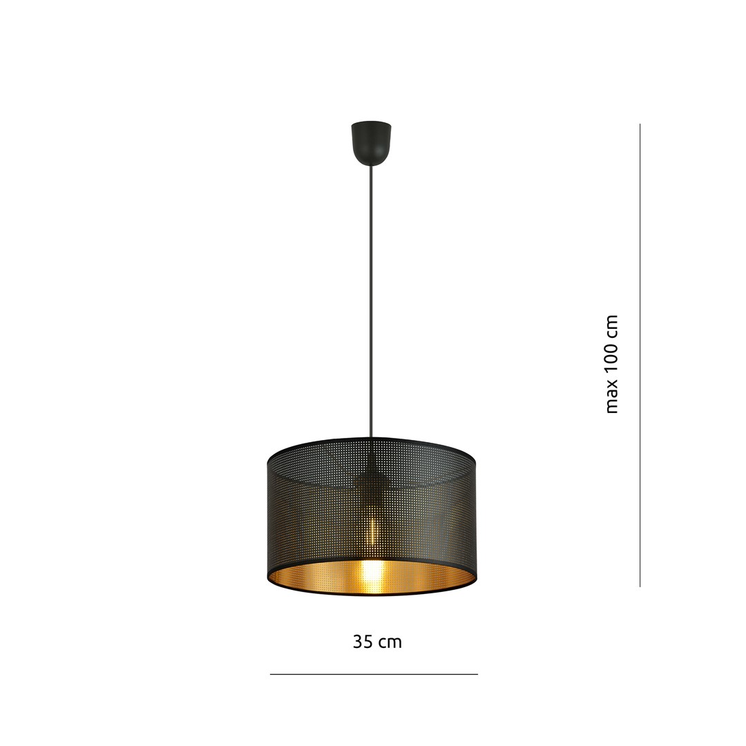 Emibig Visilica ASTON 230V 10W MAX LED E27 Čelik/ Tkanina Crna