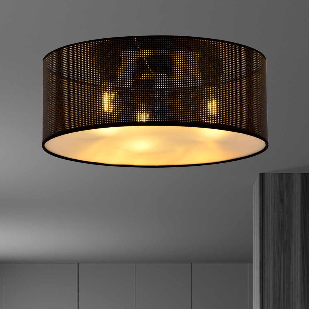 Emibig Stropna svjetiljka ASTON 230V 10W MAX LED E27 Čelik/ Tkanina Crna
