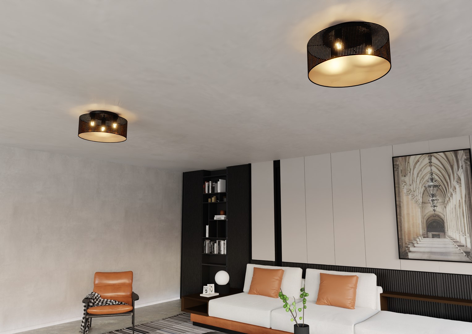 Emibig Stropna svjetiljka ASTON 230V 10W MAX LED E27 Čelik/ Tkanina Crna