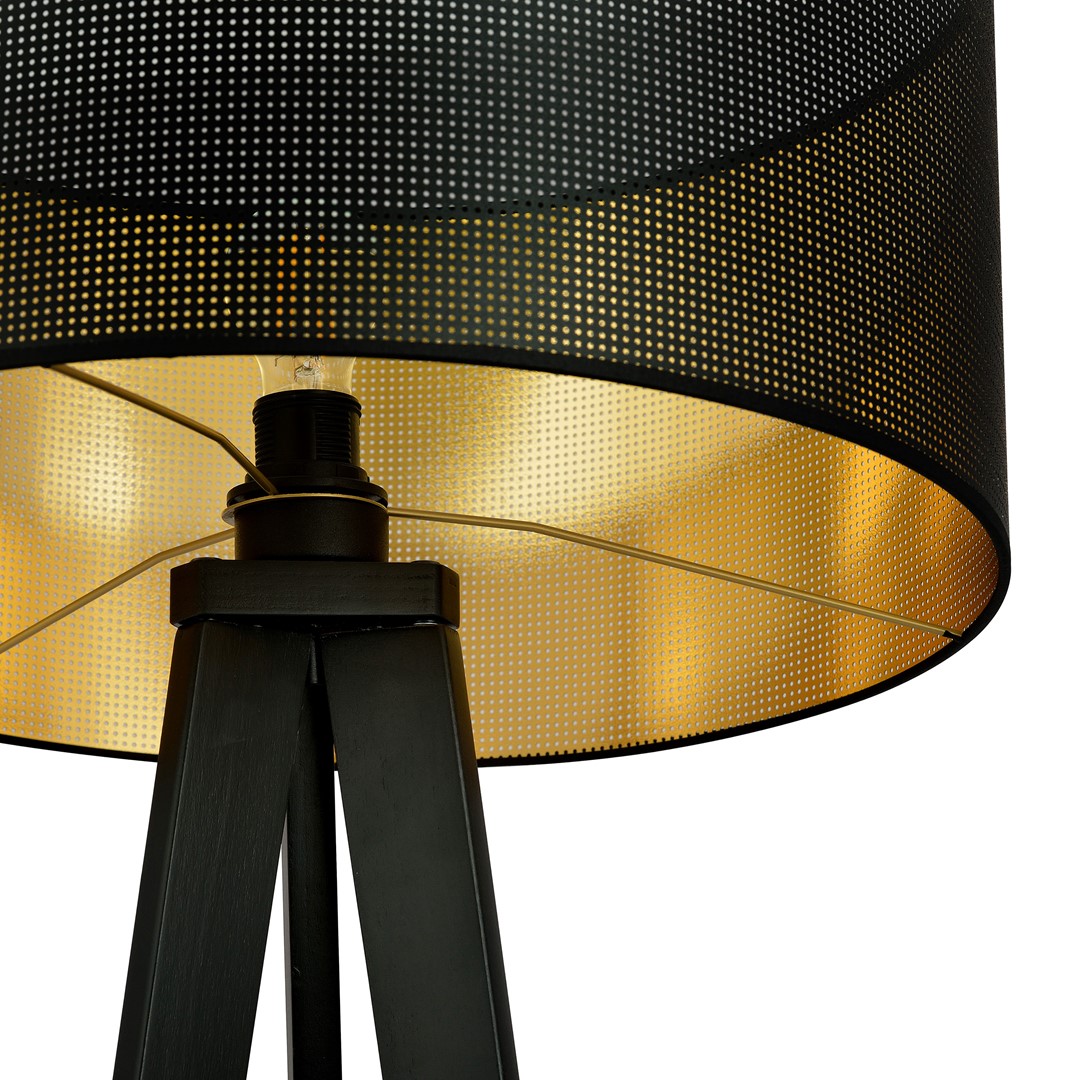 Emibig Podna lampa ASTON 230V 15W MAX LED E27 Čelik/ Tkanina Crna