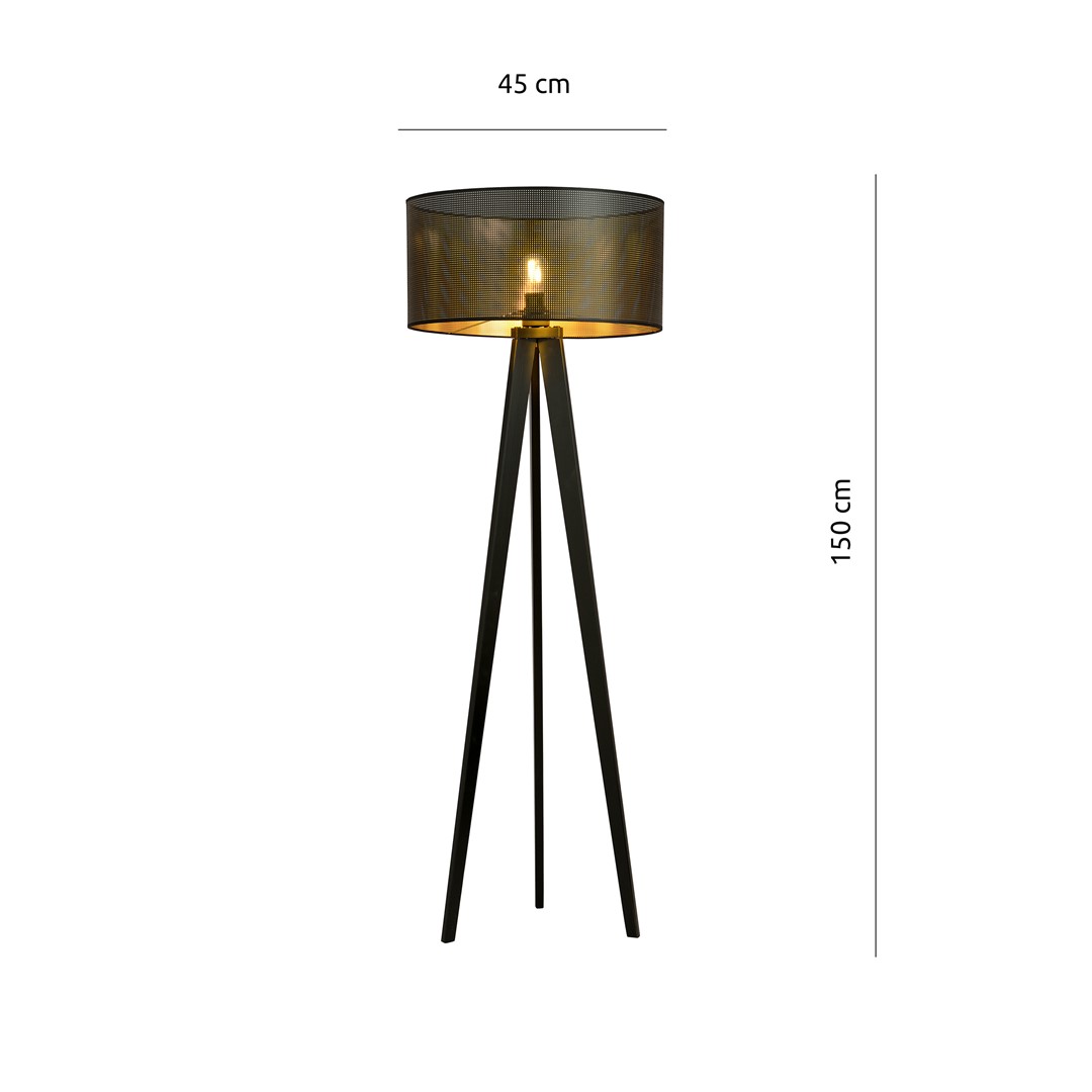 Emibig Podna lampa ASTON 230V 15W MAX LED E27 Čelik/ Tkanina Crna