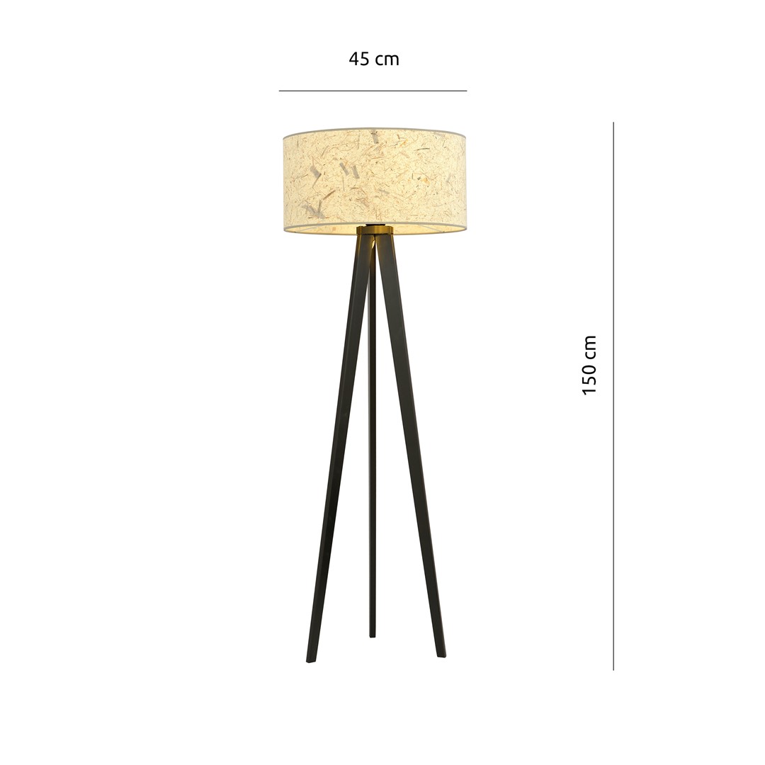 Emibig Podna lampa ASTON 230V 15W MAX LED E27 Čelik/ Tkanina Crna