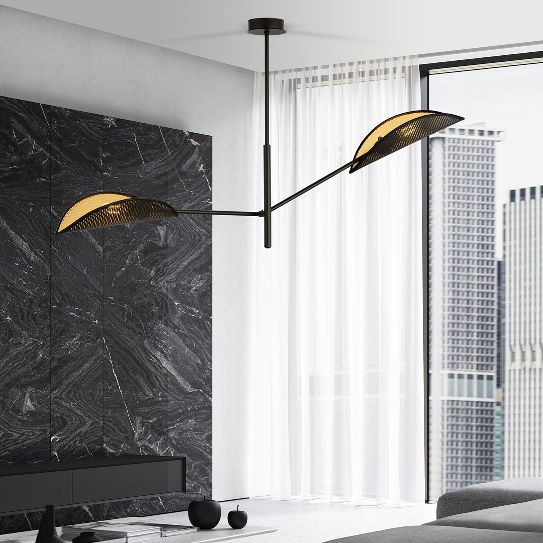 Emibig Stropna svjetiljka VENE 230V 10W MAX LED E14 Čelik/ Tkanina Crna