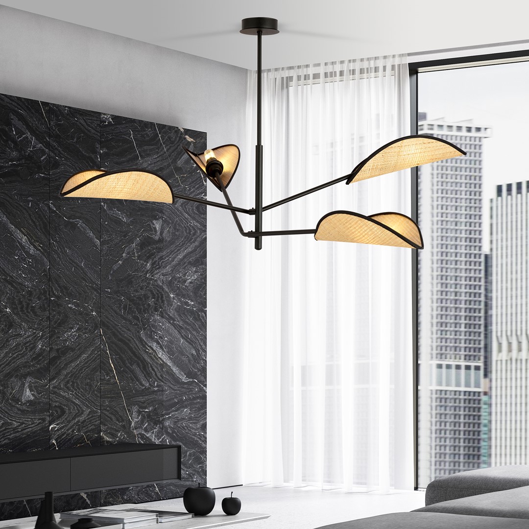 Emibig Stropna svjetiljka VENE 230V 10W MAX LED E14 Čelik/ Tkanina Crna