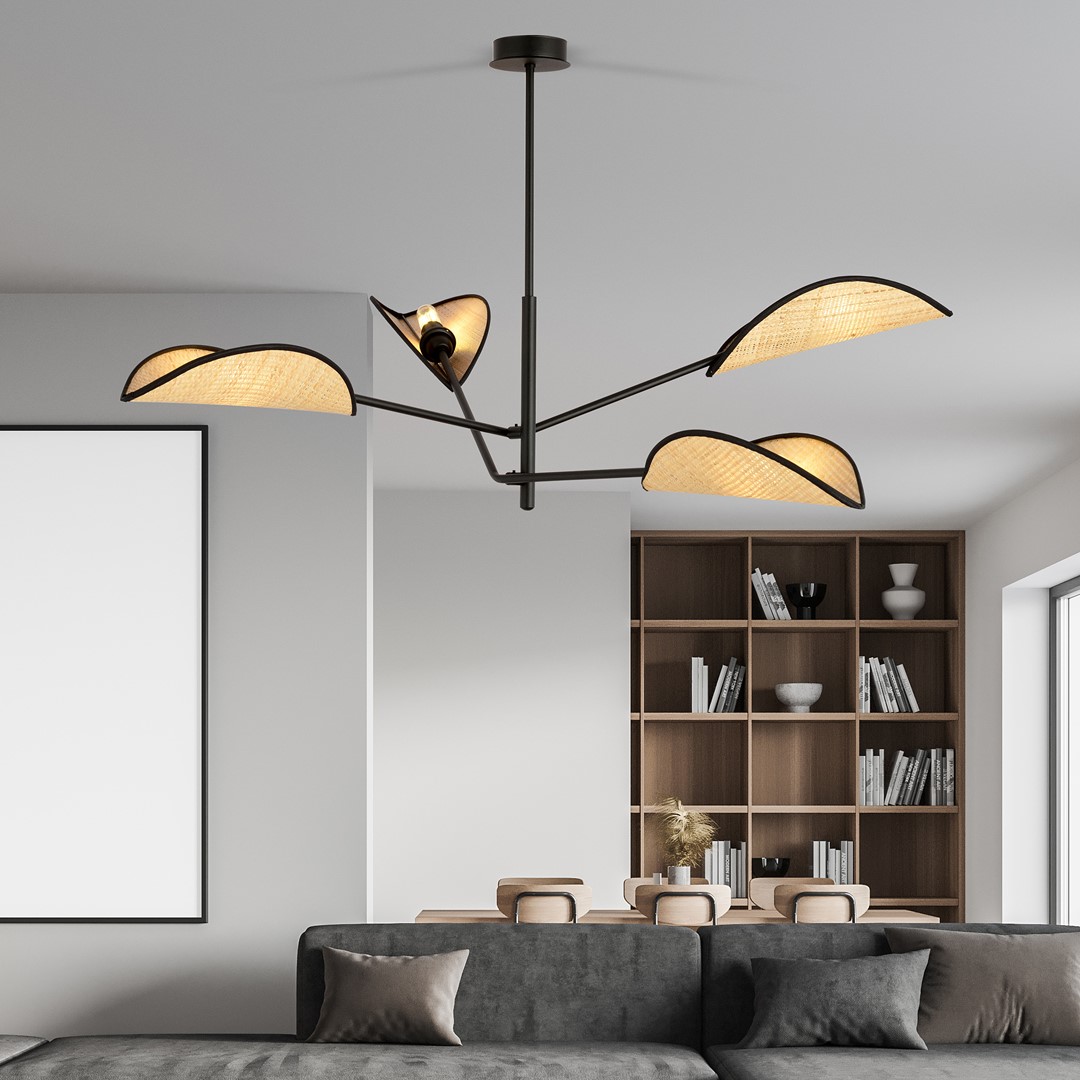 Emibig Stropna svjetiljka VENE 230V 10W MAX LED E14 Čelik/ Tkanina Crna