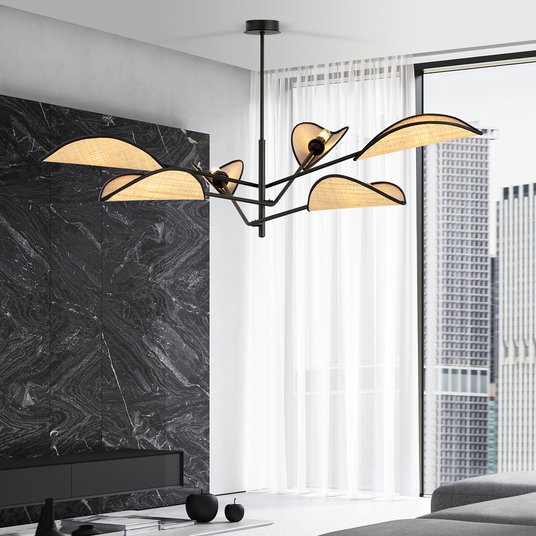 Emibig Stropna svjetiljka VENE 230V 10W MAX LED E14 Čelik/ Tkanina Crna