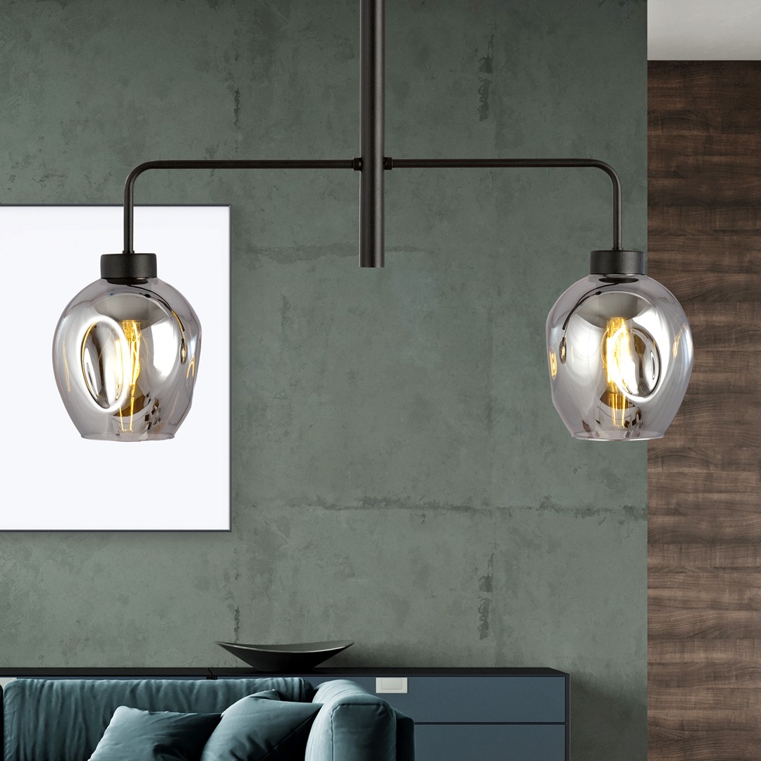 Emibig Visilica LUKKA 230V 15W MAX LED E27 Čelik/ Staklo Crna