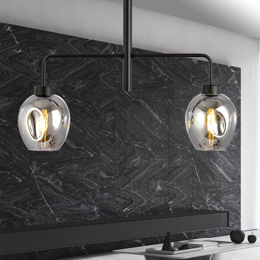 Emibig Visilica LUKKA 230V 15W MAX LED E27 Čelik/ Staklo Crna