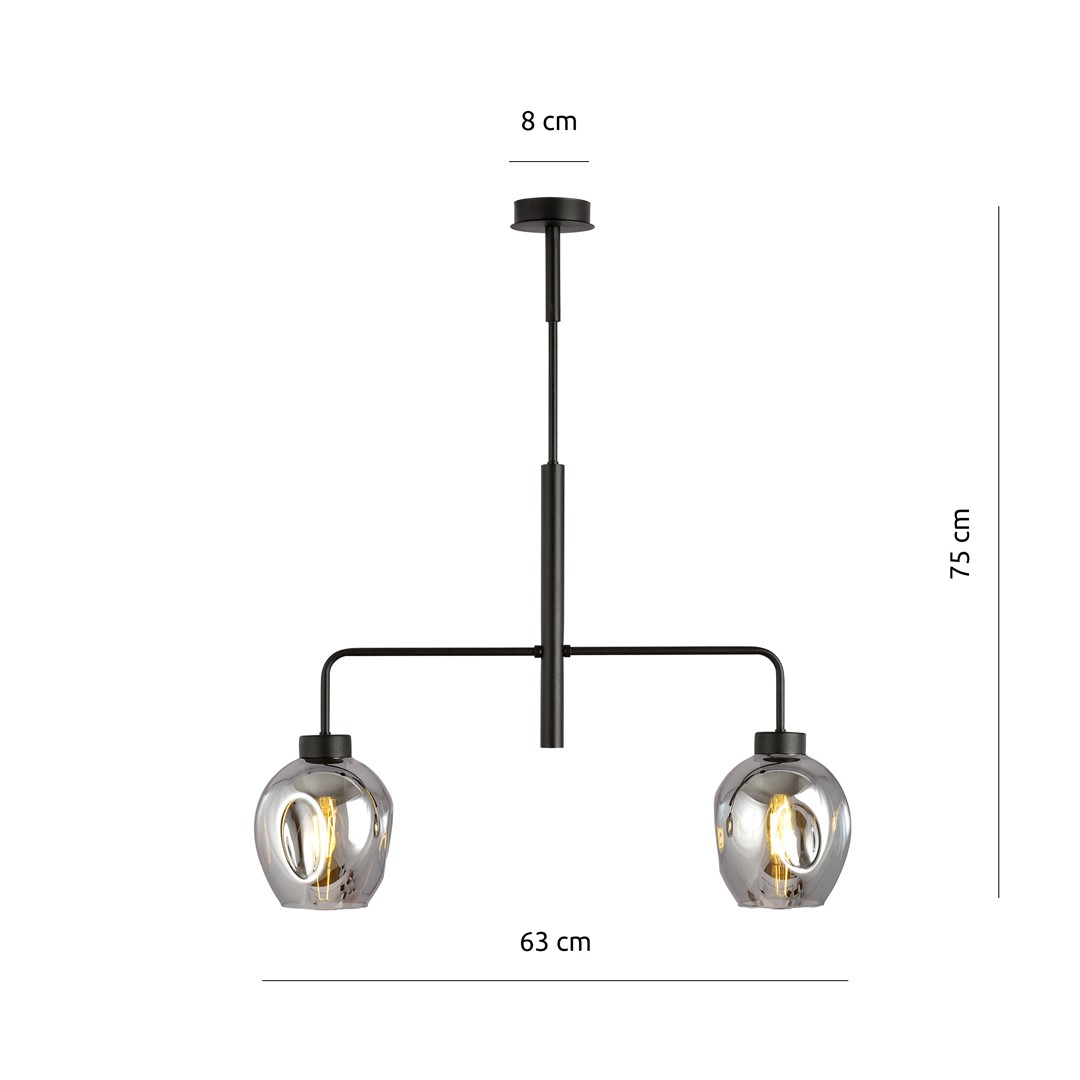 Emibig Visilica LUKKA 230V 15W MAX LED E27 Čelik/ Staklo Crna
