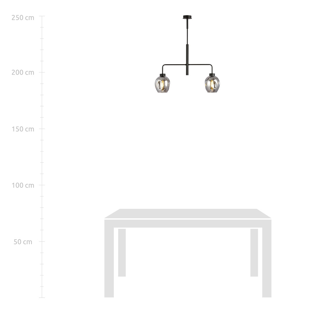 Emibig Visilica LUKKA 230V 15W MAX LED E27 Čelik/ Staklo Crna