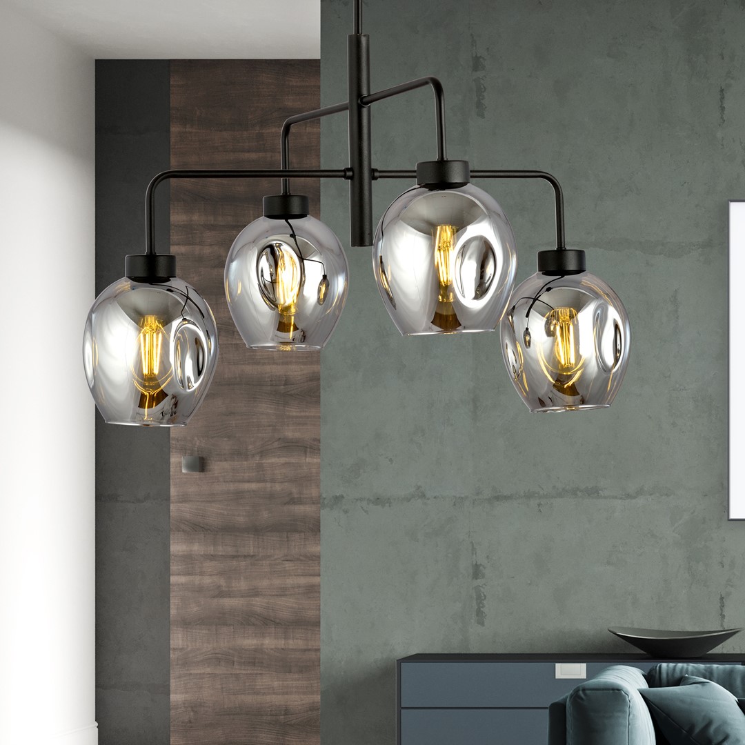 Emibig Visilica LUKKA 230V 15W MAX LED E27 Čelik/ Staklo Crna