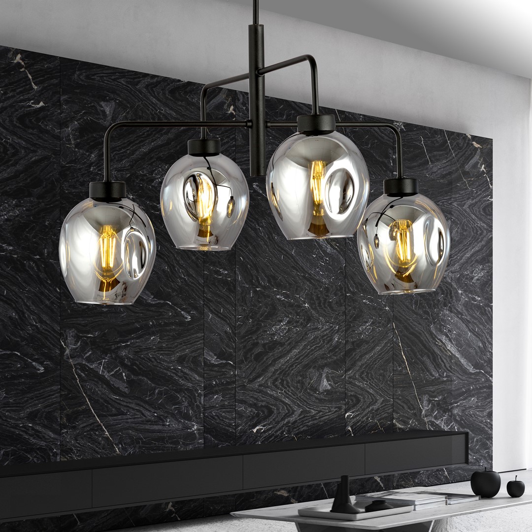 Emibig Visilica LUKKA 230V 15W MAX LED E27 Čelik/ Staklo Crna