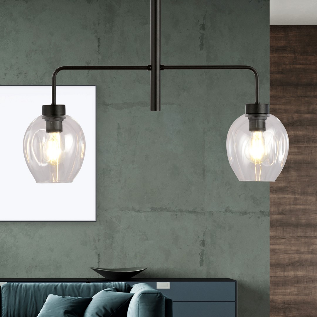 Emibig Visilica LUKKA 230V 15W MAX LED E27 Čelik/ Staklo Crna