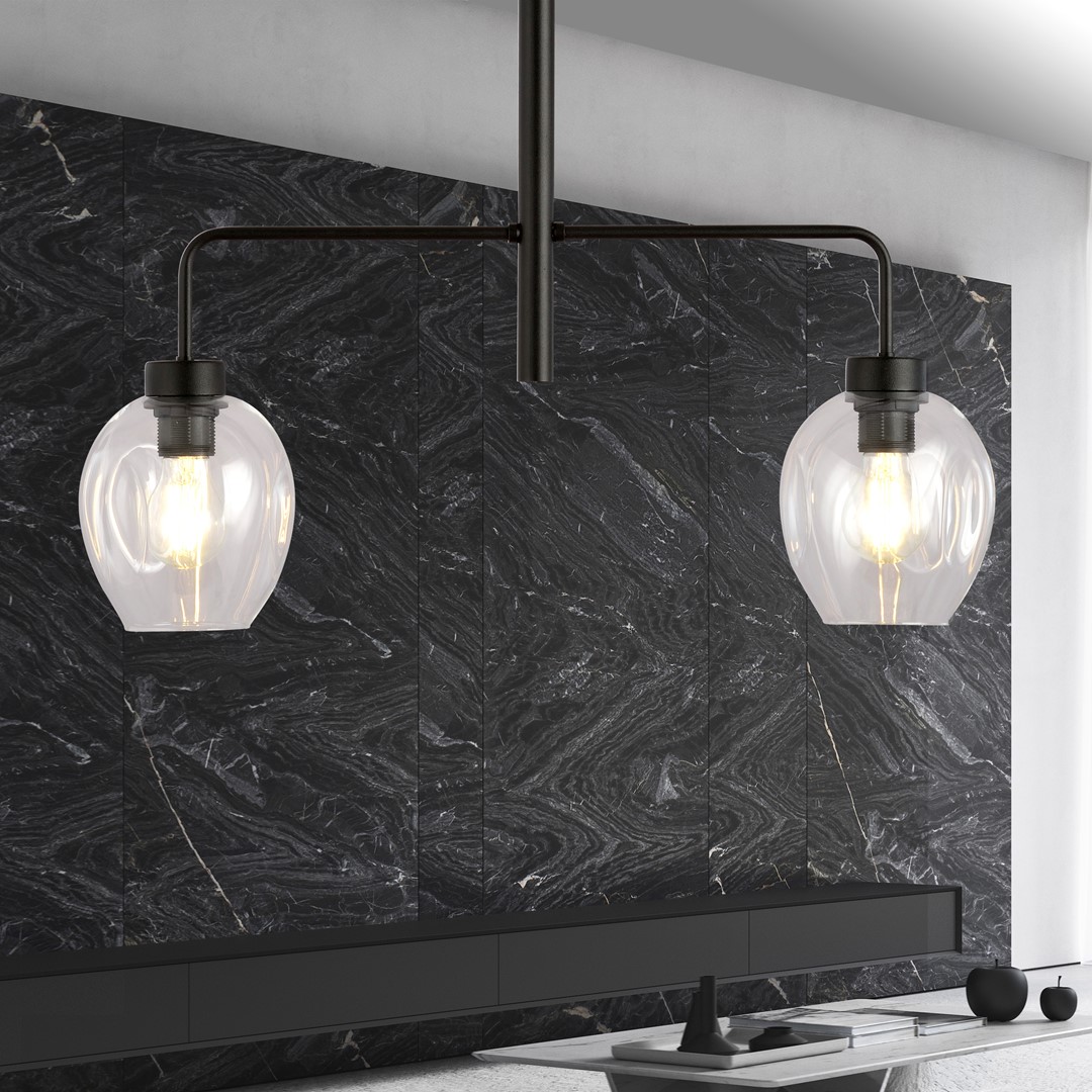 Emibig Visilica LUKKA 230V 15W MAX LED E27 Čelik/ Staklo Crna