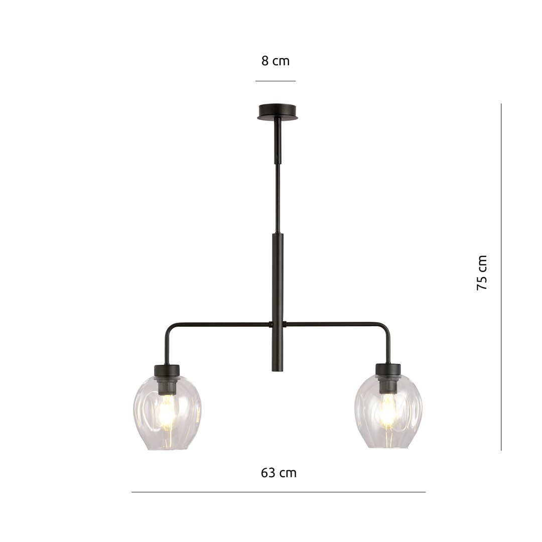 Emibig Visilica LUKKA 230V 15W MAX LED E27 Čelik/ Staklo Crna