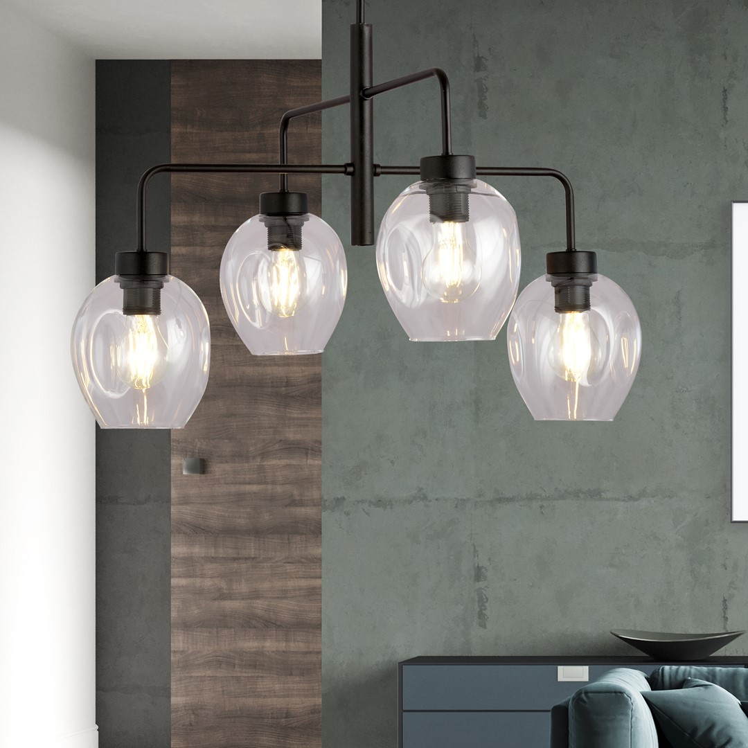 Emibig Visilica LUKKA 230V 15W MAX LED E27 Čelik/ Staklo Crna