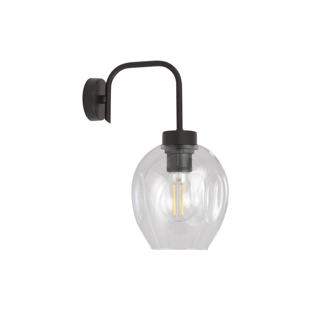 Emibig Zidna lampa LUKKA 230V 15W MAX LED E27 Čelik/ Staklo Crna