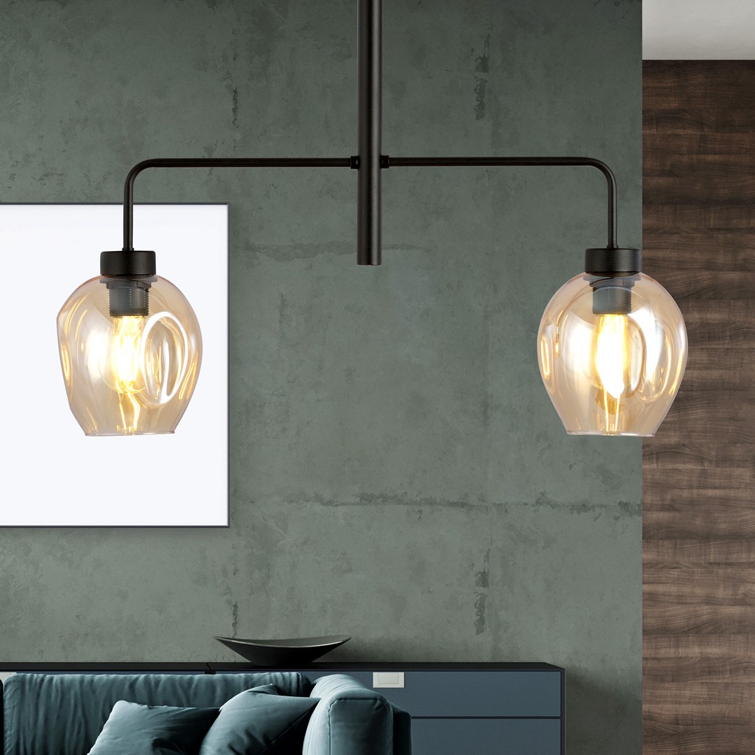 Emibig Visilica LUKKA 230V 15W MAX LED E27 Čelik/ Staklo Crna