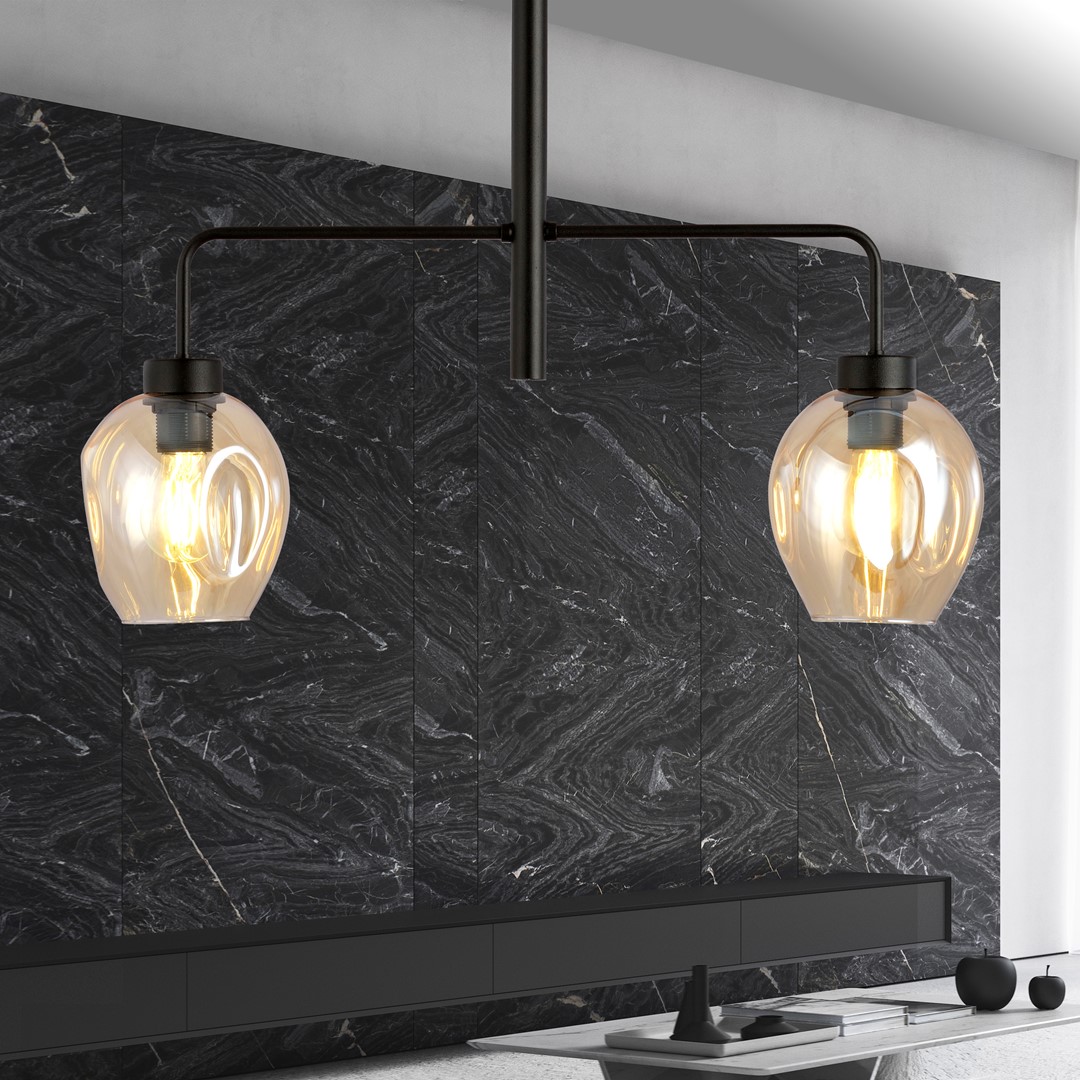 Emibig Visilica LUKKA 230V 15W MAX LED E27 Čelik/ Staklo Crna