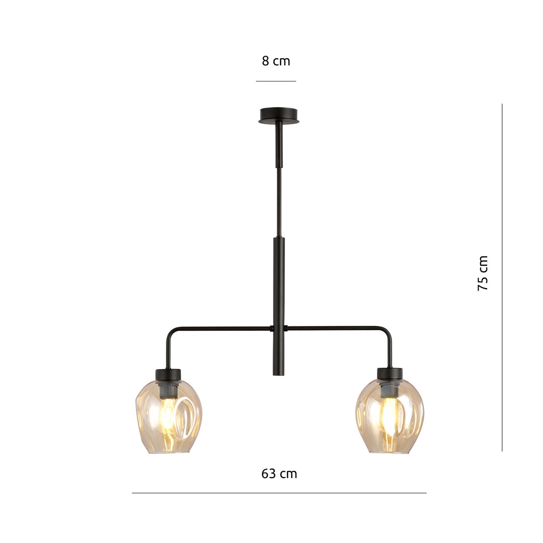 Emibig Visilica LUKKA 230V 15W MAX LED E27 Čelik/ Staklo Crna