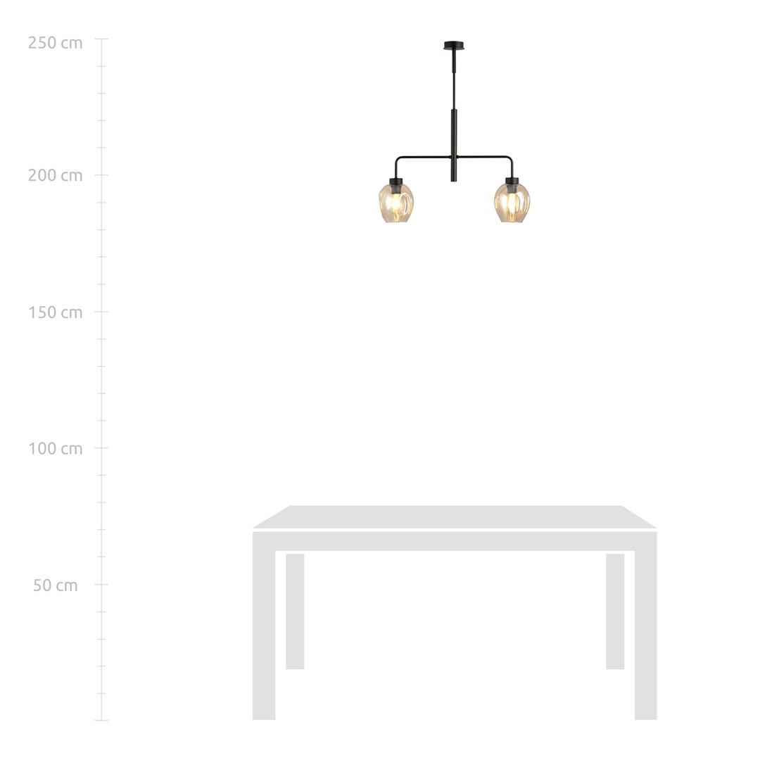 Emibig Visilica LUKKA 230V 15W MAX LED E27 Čelik/ Staklo Crna