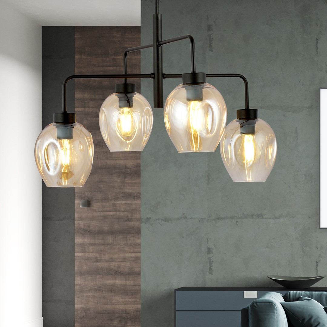Emibig Visilica LUKKA 230V 15W MAX LED E27 Čelik/ Staklo Crna