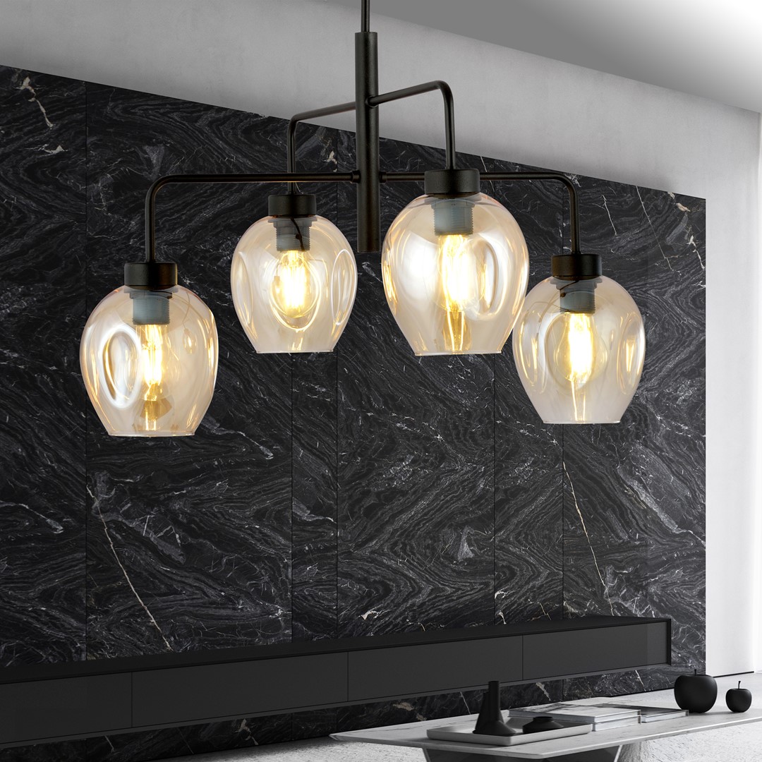 Emibig Visilica LUKKA 230V 15W MAX LED E27 Čelik/ Staklo Crna