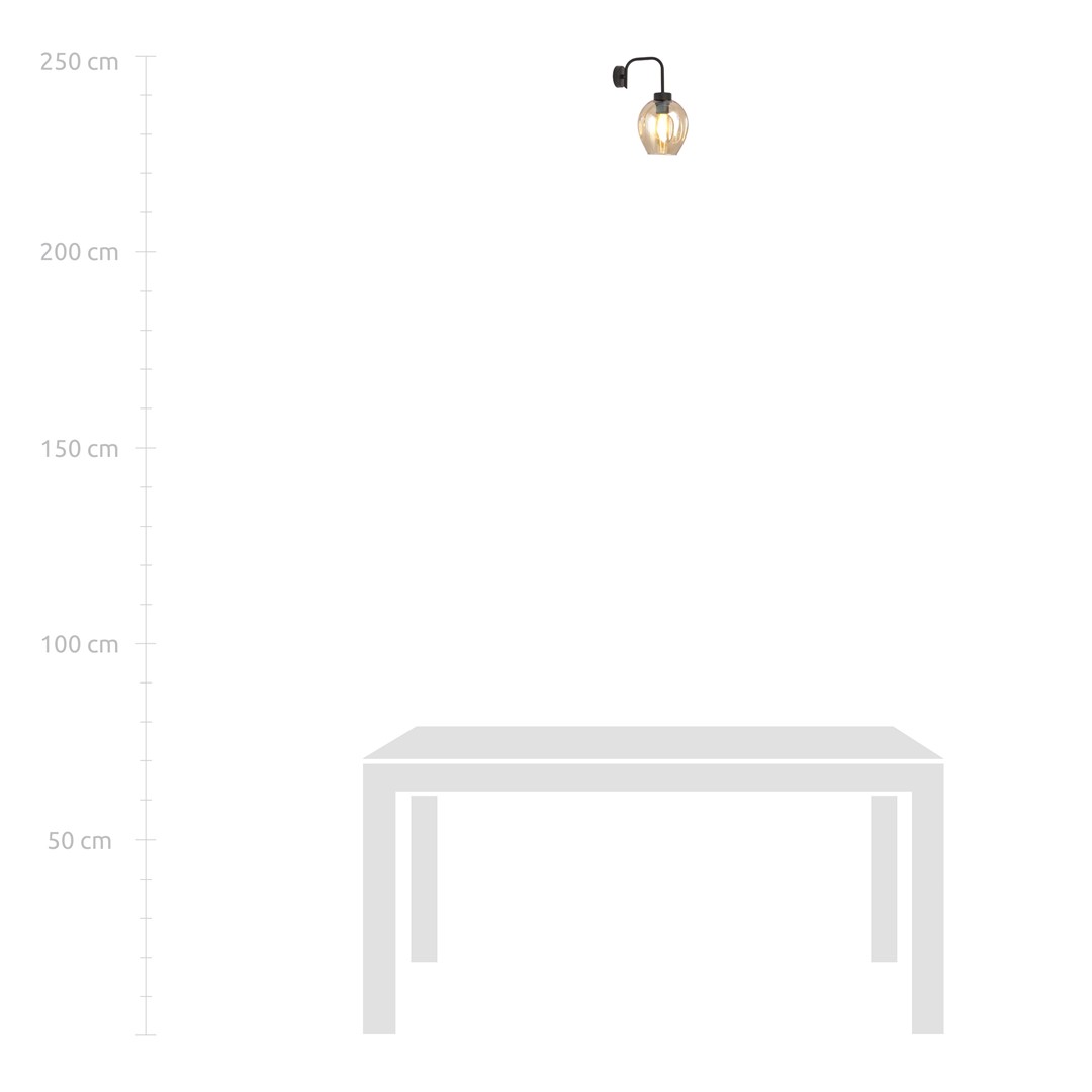 Emibig Zidna lampa LUKKA 230V 15W MAX LED E27 Čelik/ Staklo Crna