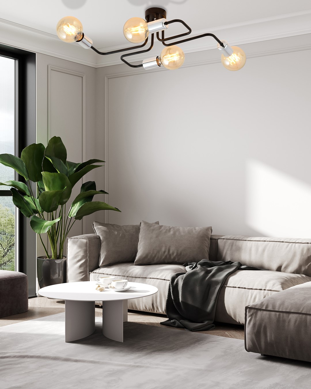 Emibig Stropna svjetiljka VEKEN 230V 15W MAX LED E27 Čelik Crna/ Srebrna