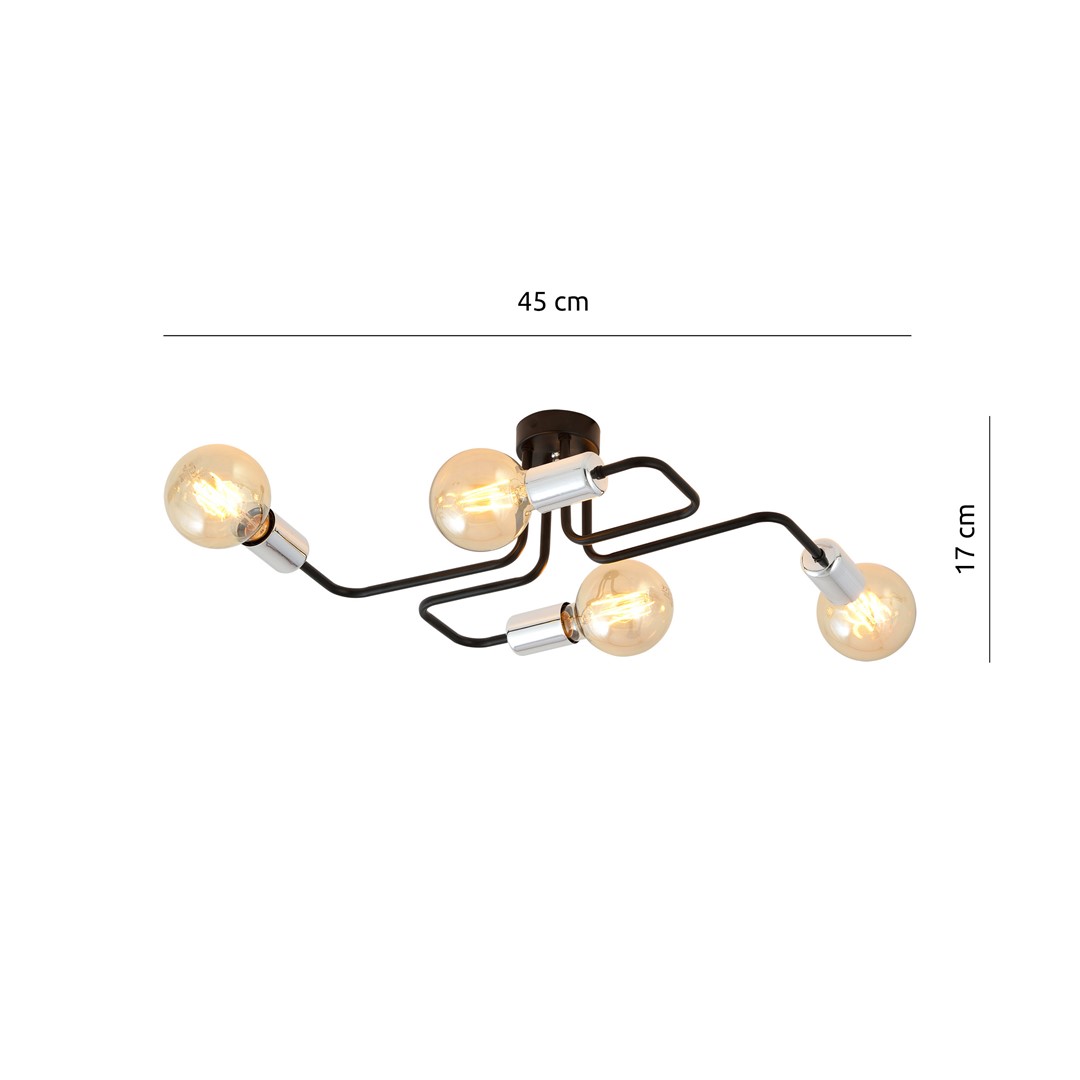 Emibig Stropna svjetiljka VEKEN 230V 15W MAX LED E27 Čelik Crna/ Srebrna