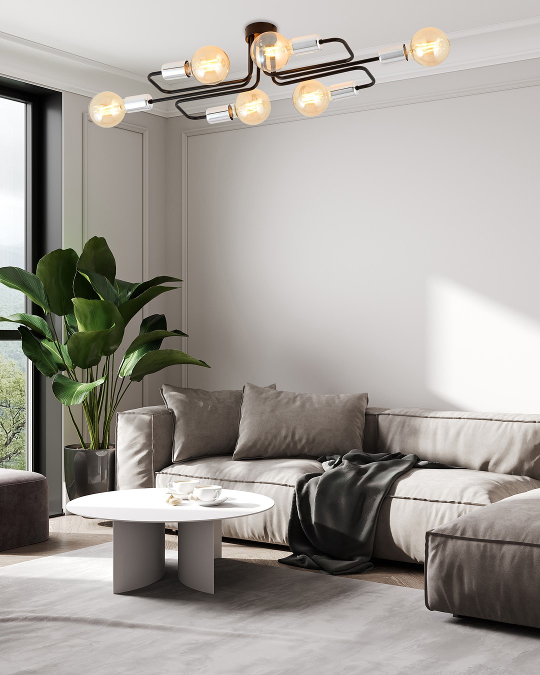 Emibig Stropna svjetiljka VEKEN 230V 15W MAX LED E27 Čelik Crna/ Srebrna
