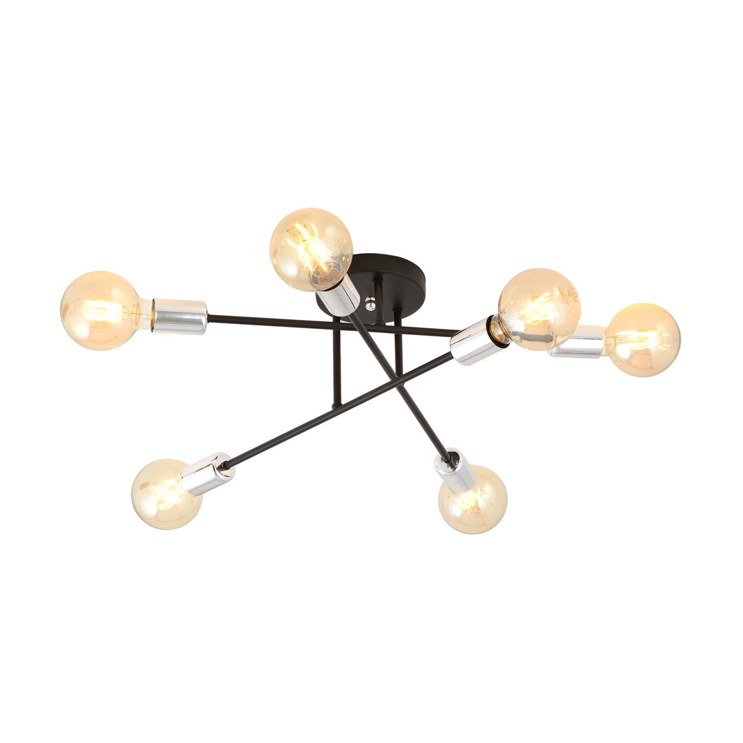 Emibig Stropna svjetiljka VEKEN 230V 15W MAX LED E27 Čelik Crna/ Srebrna