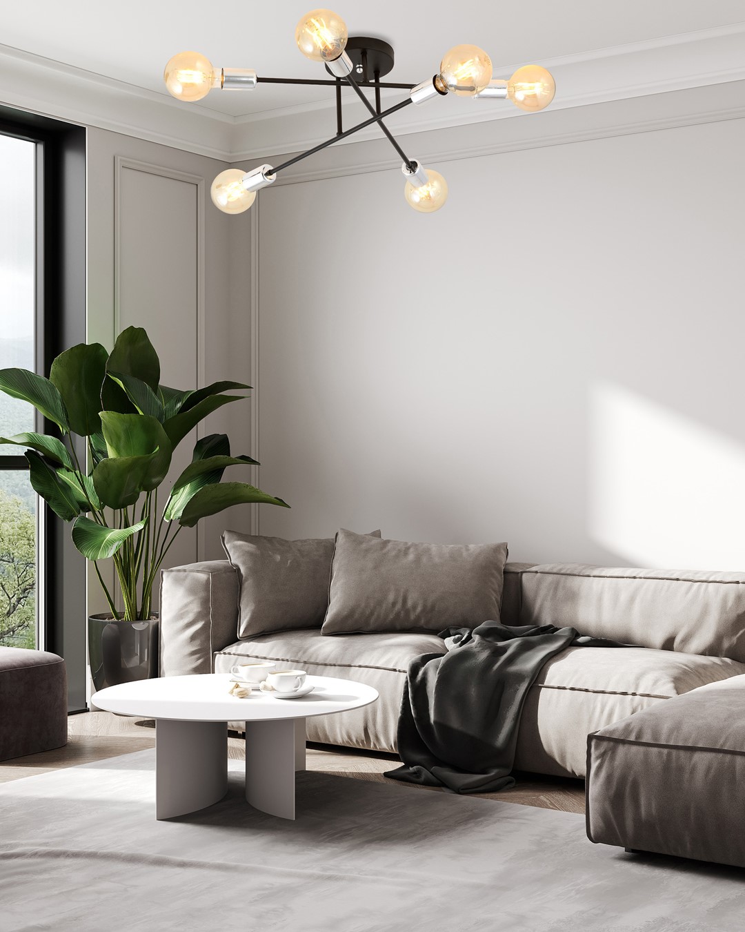 Emibig Stropna svjetiljka VEKEN 230V 15W MAX LED E27 Čelik Crna/ Srebrna