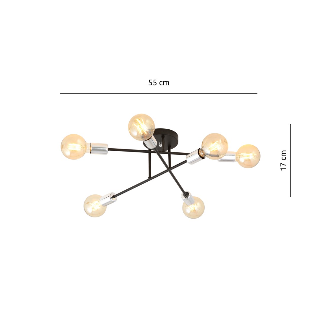 Emibig Stropna svjetiljka VEKEN 230V 15W MAX LED E27 Čelik Crna/ Srebrna
