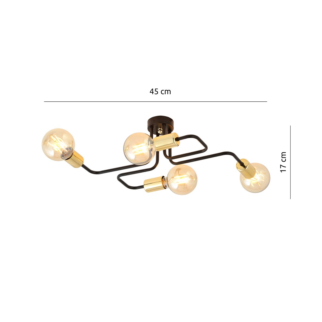 Emibig Stropna svjetiljka VEKEN 230V 15W MAX LED E27 Čelik Crna/ Zlatna