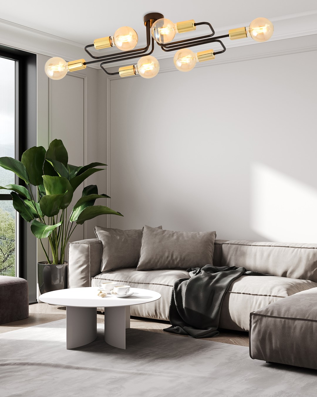 Emibig Stropna svjetiljka VEKEN 230V 15W MAX LED E27 Čelik Crna/ Zlatna