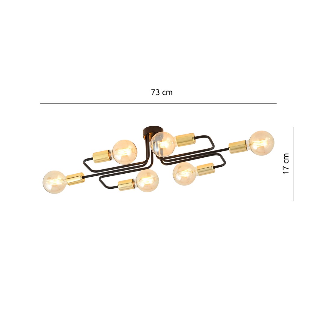 Emibig Stropna svjetiljka VEKEN 230V 15W MAX LED E27 Čelik Crna/ Zlatna