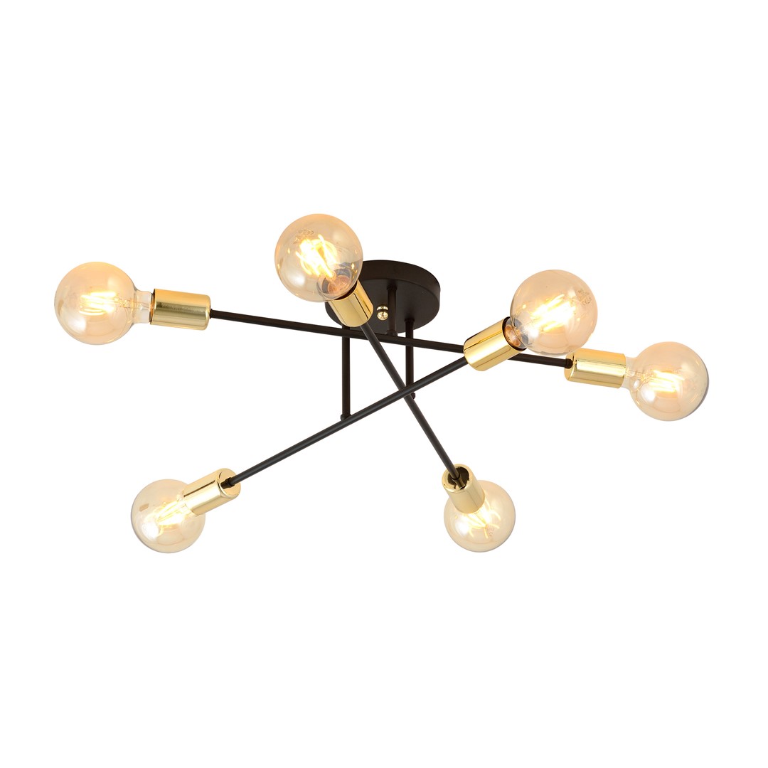 Emibig Stropna svjetiljka VEKEN 230V 15W MAX LED E27 Čelik Crna/ Zlatna