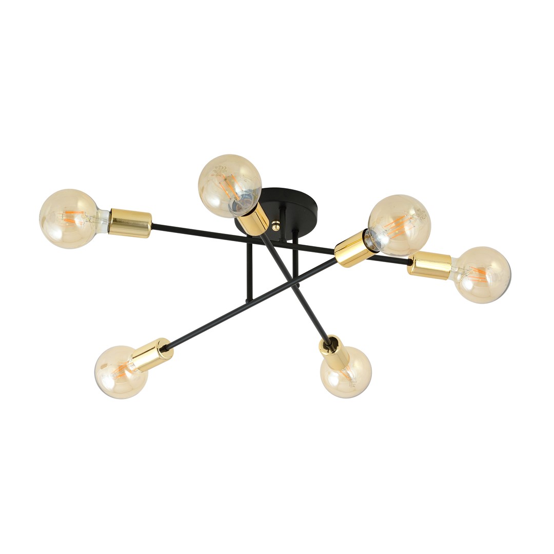 Emibig Stropna svjetiljka VEKEN 230V 15W MAX LED E27 Čelik Crna/ Zlatna